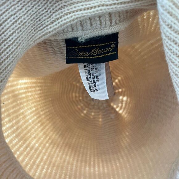 Vintage 70s Eddie Bauer Wool Balaclava Scarf Hat Combo Ivory Ski hat - Picture 4 of 10